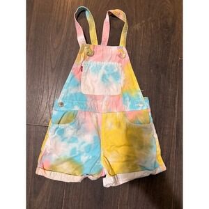 Levi's Girls' Jeans Shortalls Sunny Demin Colofull Tie-Dye Short-Overall size 10